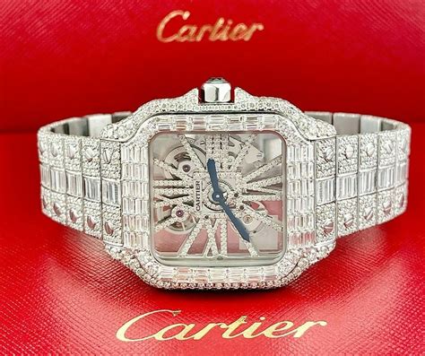 cartier santos skeleton steel|cartier santos skeleton iced out.